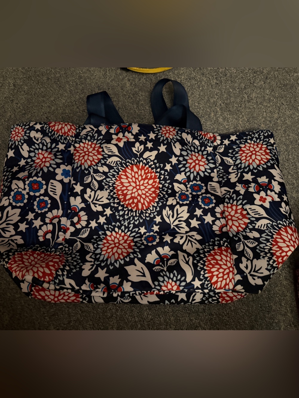 Vera Bradley Floral Pattern Tote Bag - Navy, Red & White